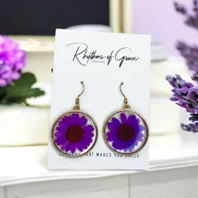 Dried Flower Earrings - Purple Flower, Dried Flowers, Easter Earrings, Handmade Earrings, Flower Earrings, Dried Flower Jewelry, Floral Accessories