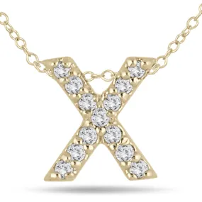 1/10 Carat Tw X Initial Diamond Pendant In 10K Yellow Gold