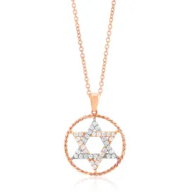 14ct Rose Gold Diamond Star of David Pendant With 72 Diamonds