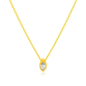 14ct Yellow Gold 1/10 Carat Diamond Pendant On 45cm Chain