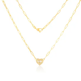 14ct Yellow Gold 1/2 Carat Diamond Heart Pendant On 41cm Chain