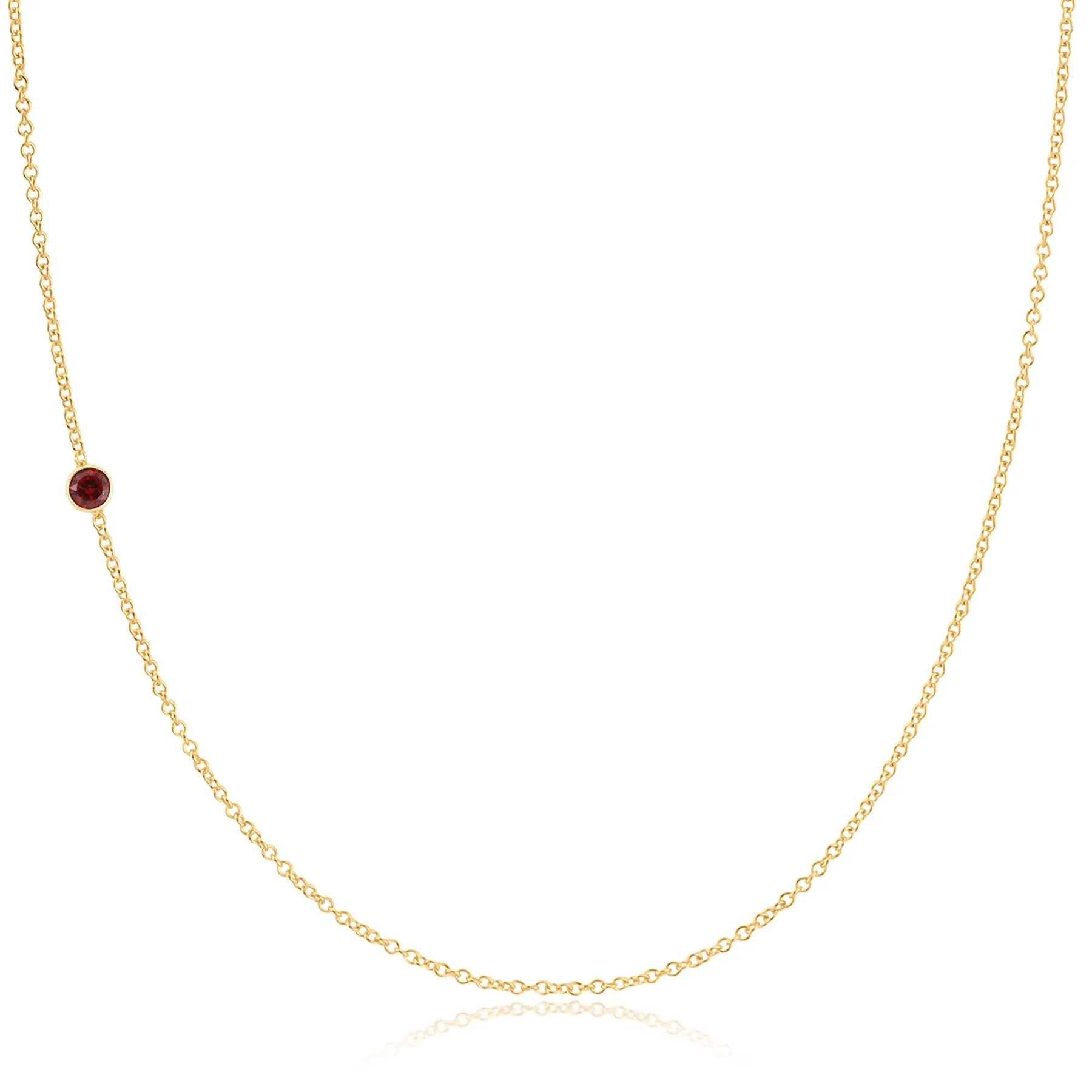 14K Gold Asymmetrical Birthstone Necklace - Ruby (July)