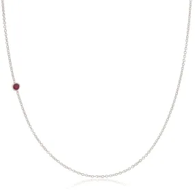 14K Gold Asymmetrical Birthstone Necklace - Ruby (July)