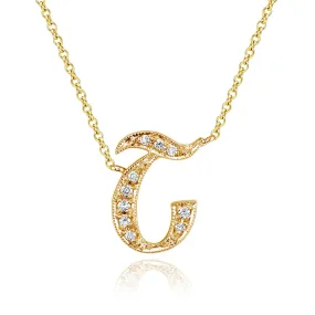 14K Yellow Gold Armenian Initial Diamond Necklace