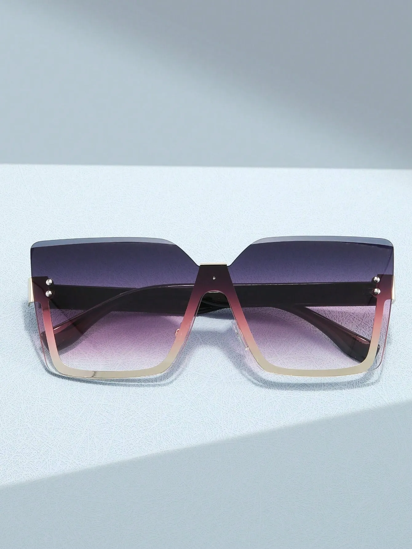 1pair Women Ombre Lens Browline Boho Sunglasses For Summer