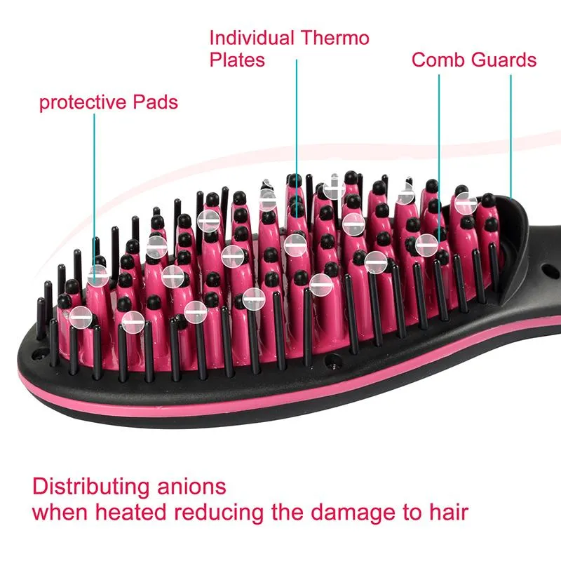 2 in 1 Hair Straightening Brush Ceramic and Hair Curler