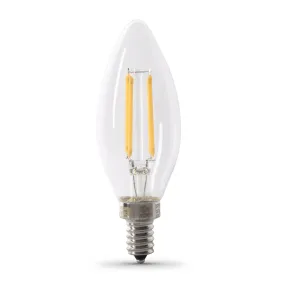 3.3W (40W Replacement) Bright White (3000K) E12 Base B10 Blunt Tip Filament LED Light Bulb (4-Pack)