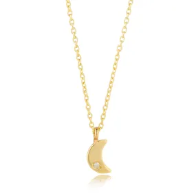 9kt Gold Moon & Diamond Pendant Necklace