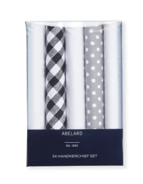 Abelard 5 Pack Hanky Set - Grey