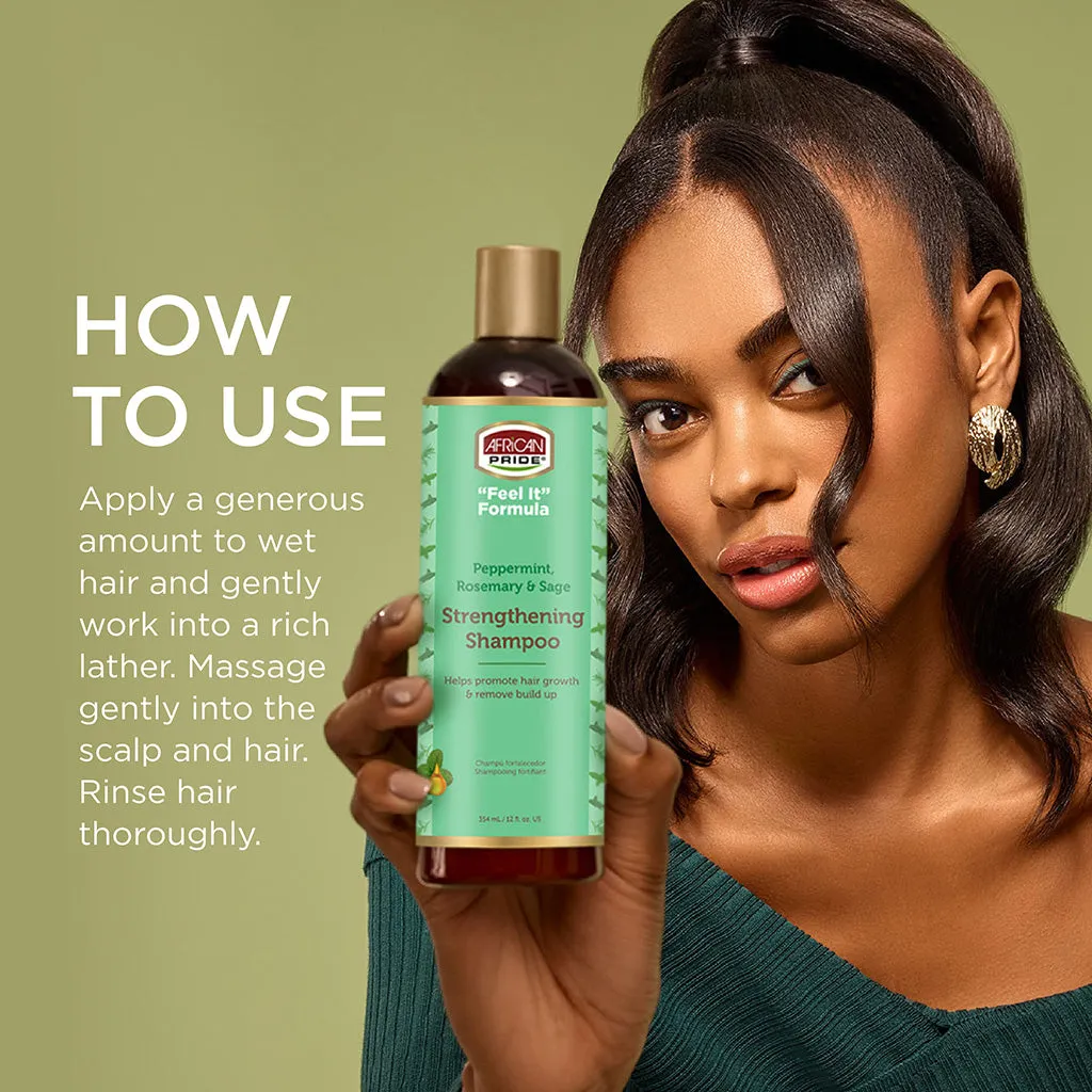 African Pride Feel It Formula Peppermint, Rosemary & Sage Strengthening Shampoo