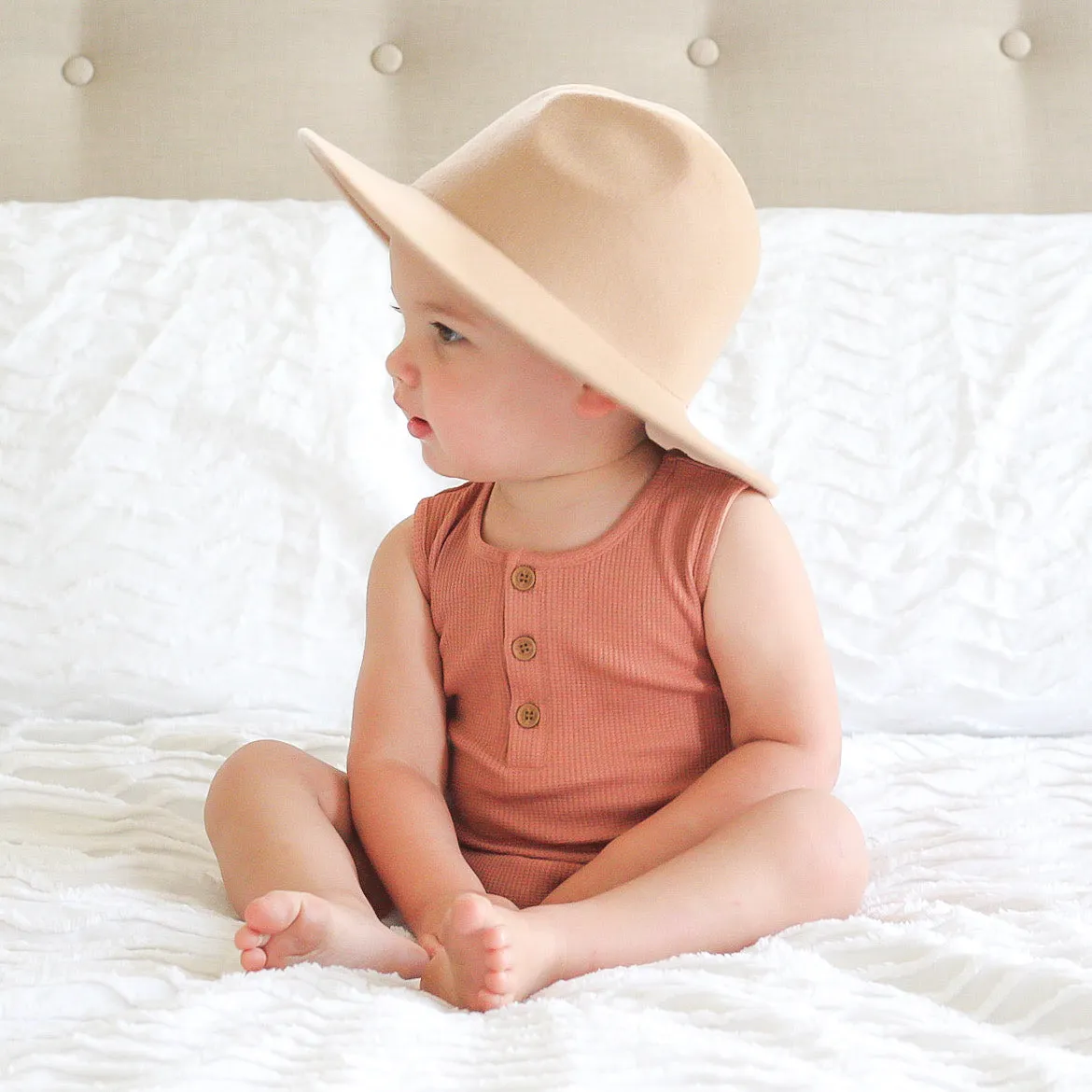 Alfie Waffle Romper - Clay