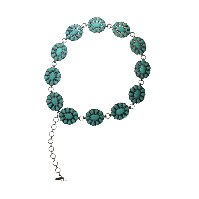 Angel Ranch Ladies Flower Turquoise Flower Conch Belt D140003933