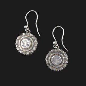 Antique Victorian Engraved Silver Floral Earrings