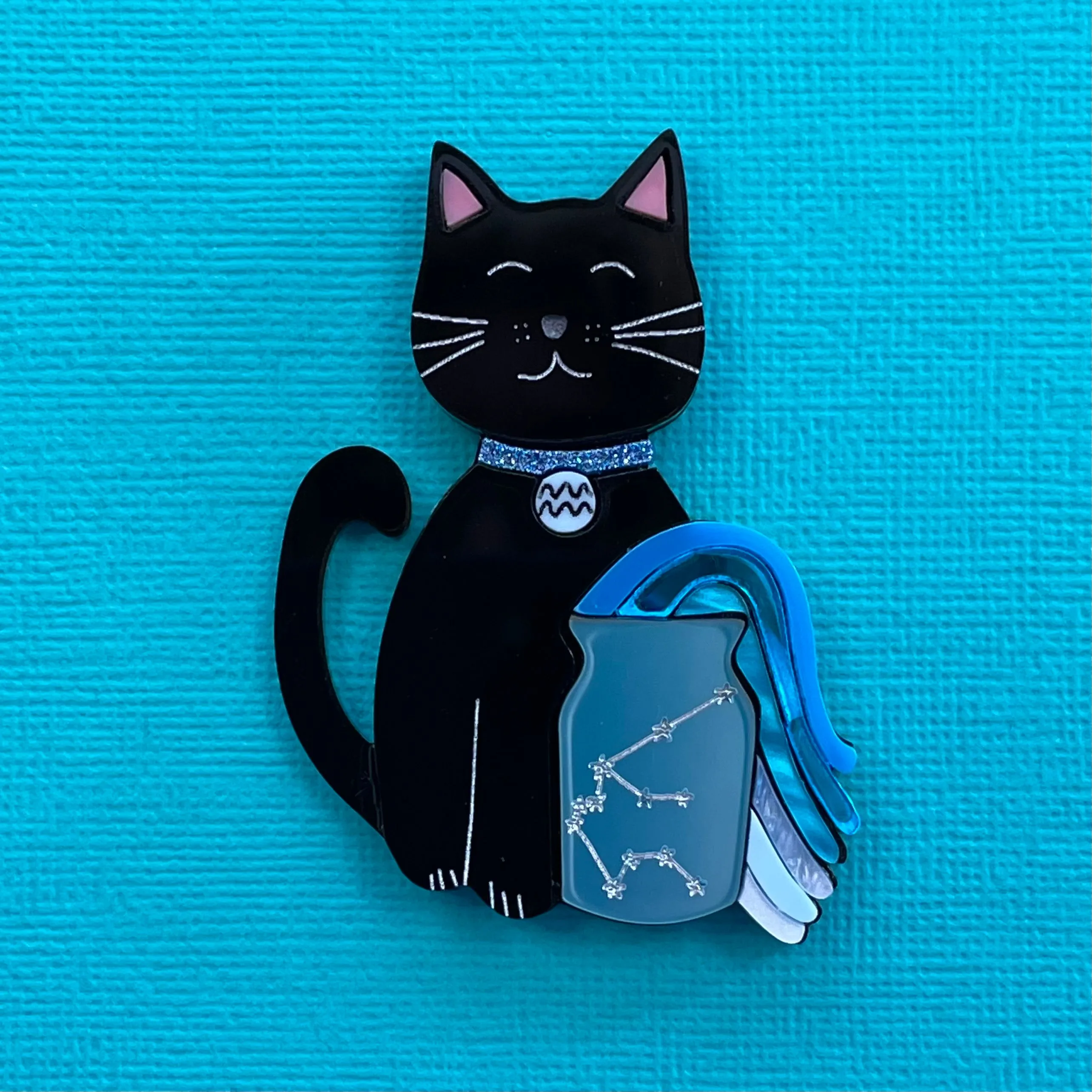 Aquarius Black Kitty - Brooch