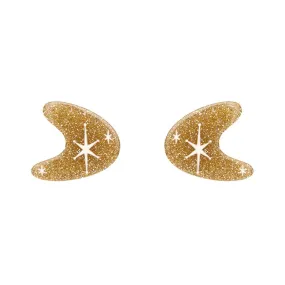 Atomic Boomerang Glitter Stud Earrings - Gold