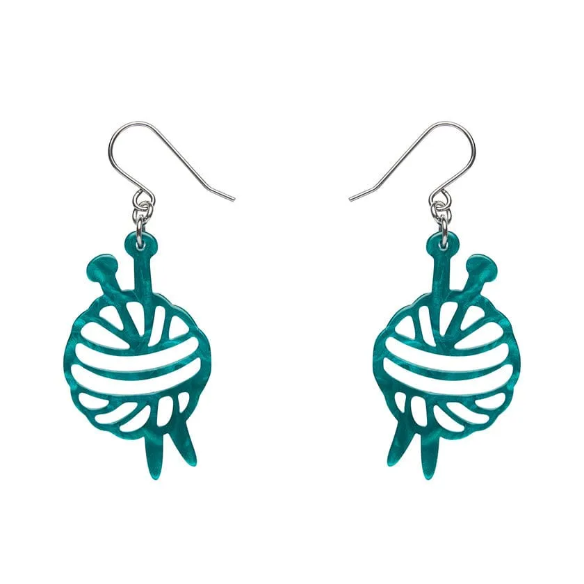 Ball Of Yarn Ripple Drop Earrings - Teal