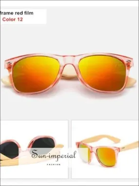 Bamboo Sunglasses Unisex Travel Sunglasses Vintage Wooden Leg Fashion Eyeglasses - Gold Frame Yellow