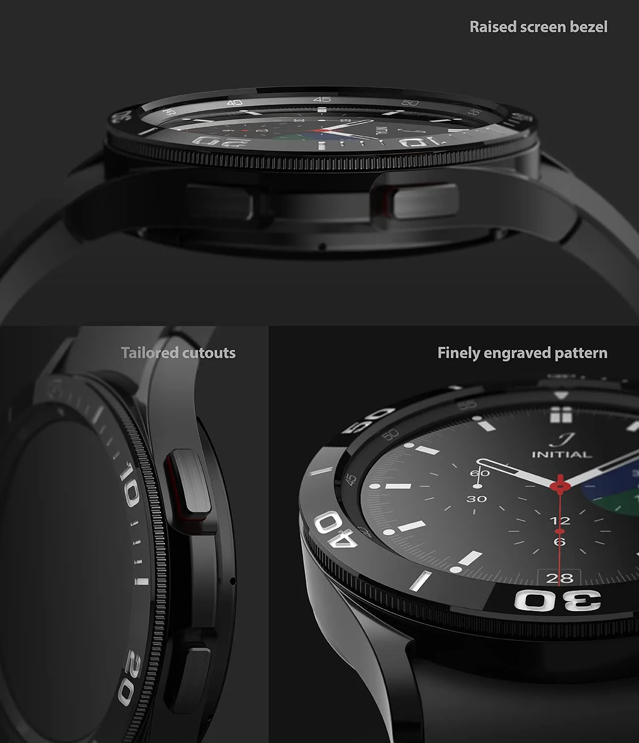 Bezel Styling Compatible with Samsung Galaxy Watch 4 Classic 46mm - Black [46-02]