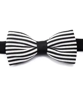 Black & White Stripes Knitted Bow Tie