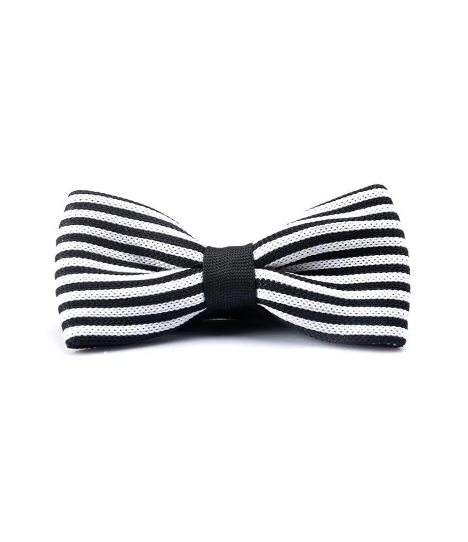 Black & White Stripes Knitted Bow Tie