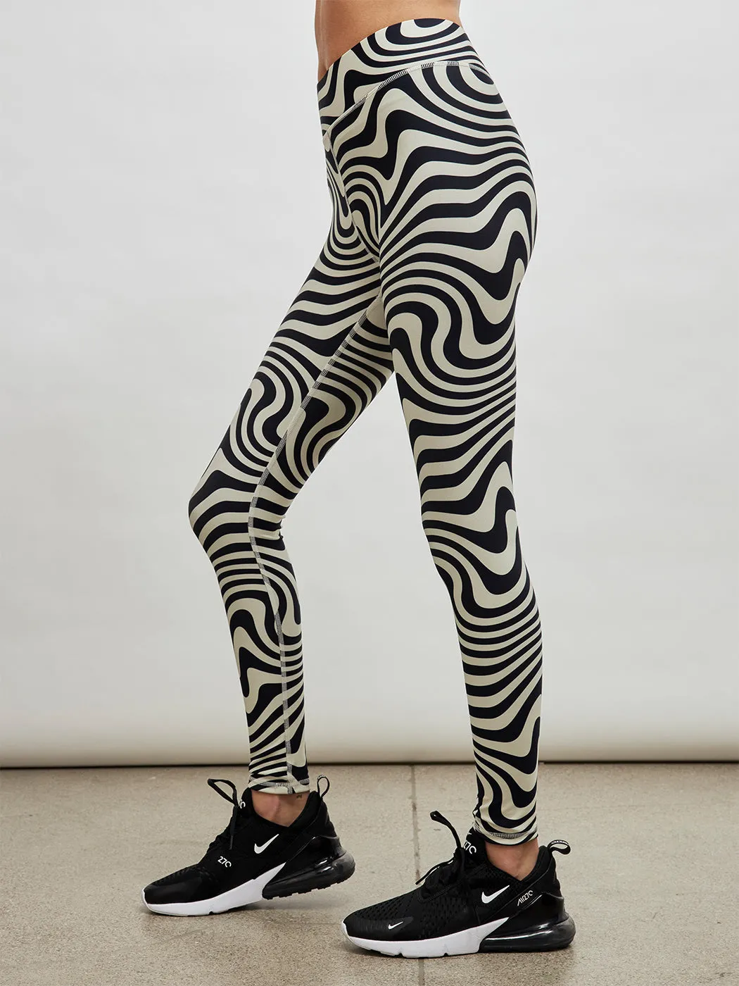 Black and White Wave Duoknit Tall Band Legging - Black And White Wave