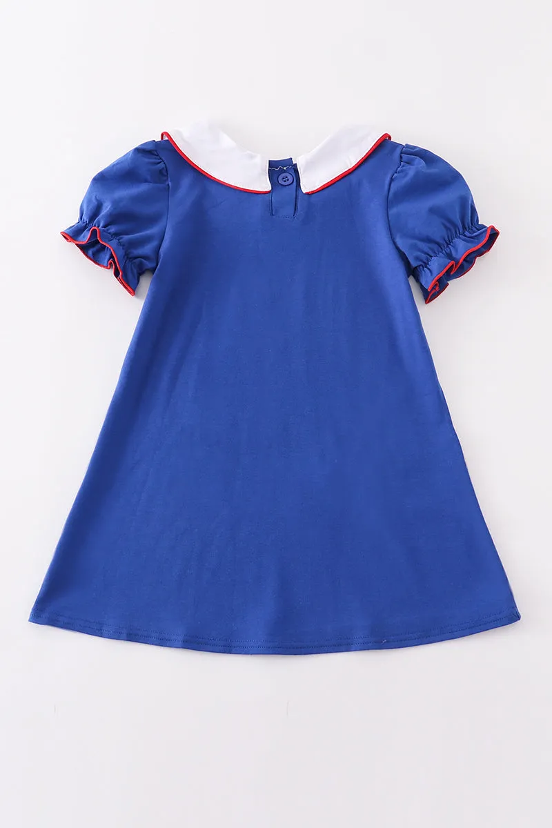 Blue crayon embroidery dress