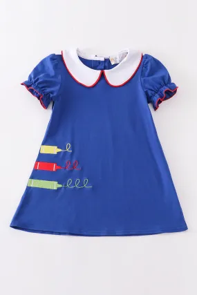 Blue crayon embroidery dress