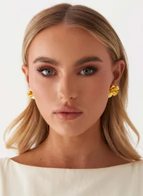 Bold Rosette Earrings - Gold