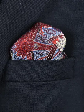 Boy's Pocket Square 22382 Red/Blue Paisley