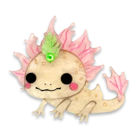 Butterscotch Axolotl  - brooch