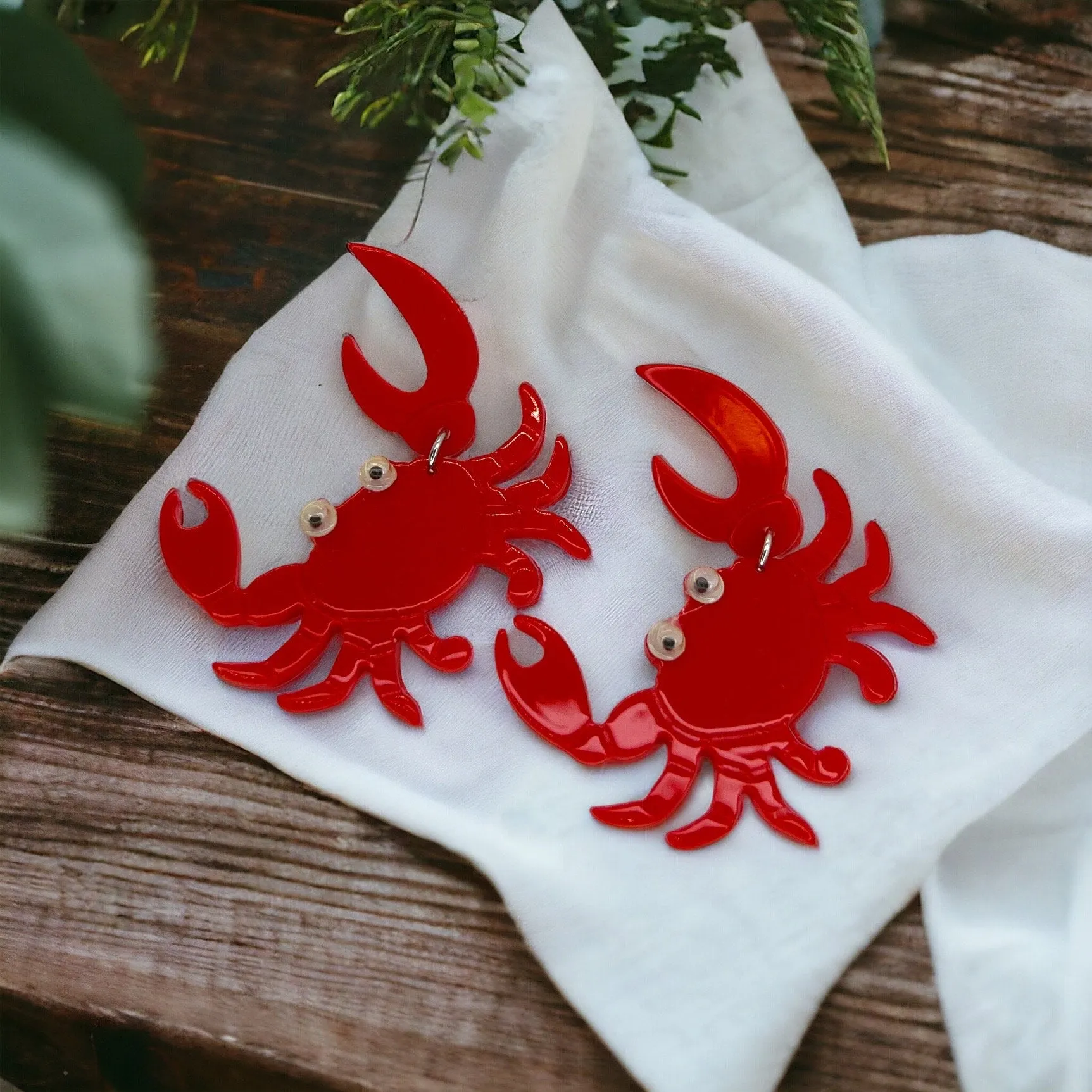 Cajun Earrings - Crab Earrings, Crawfish Earrings, Lobster Earrings, Handmade Earrings, Animal Earrings, Googly Eyes, Crawfish Boil, Crabs