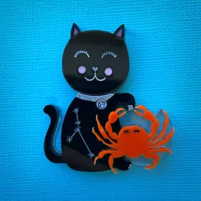 Cancer Black Kitty - Brooch