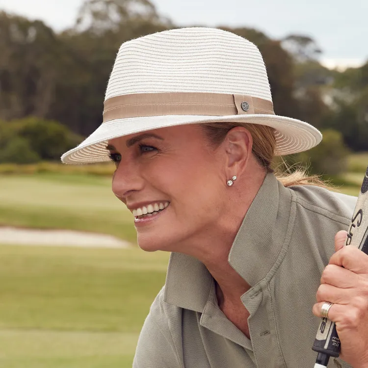 Canopy Bay by Deborah Hutton Pinehurst Golf Fedora - Ivory/Dark Taupe