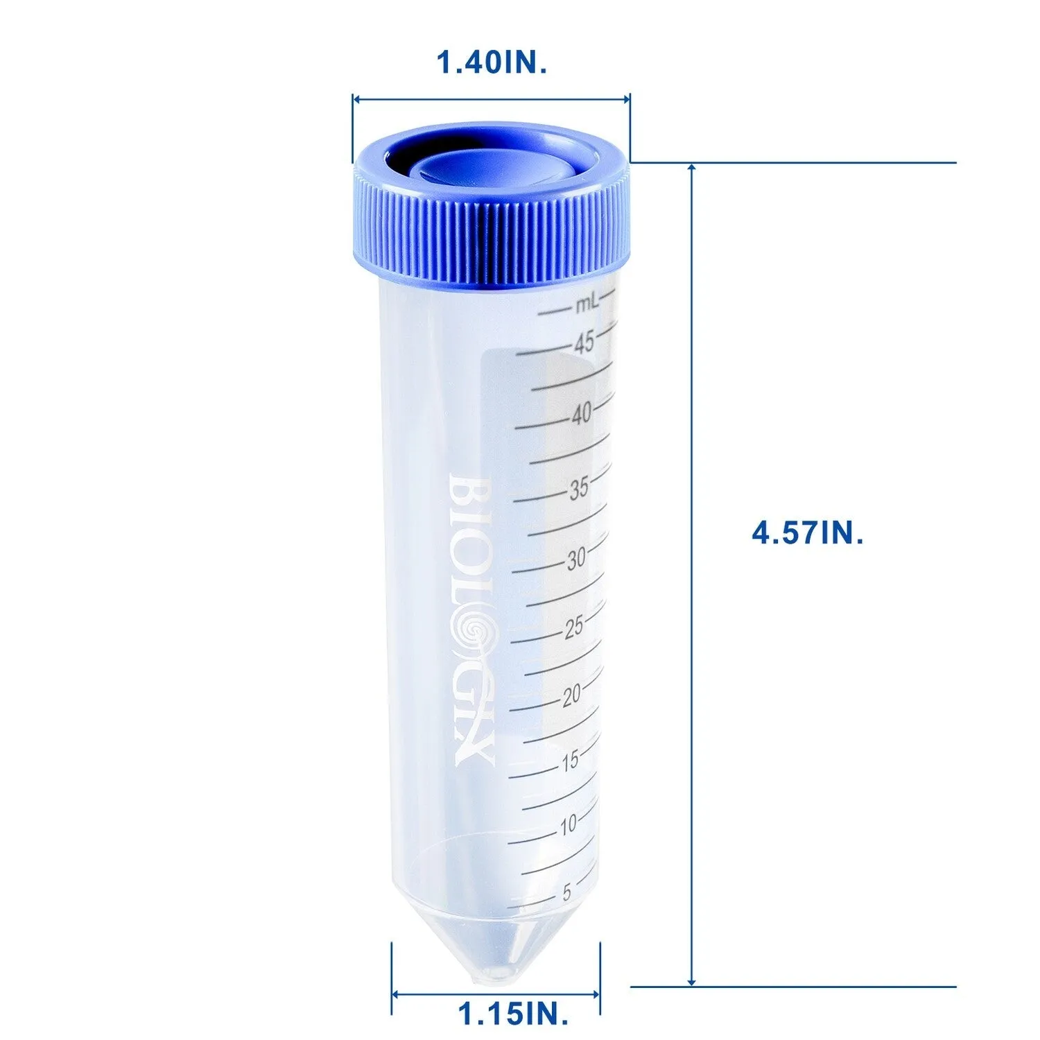 Centrifuge Tube, Conical Bottom, Plain, 50 ml, Polypropylene Tube, Rack of 25