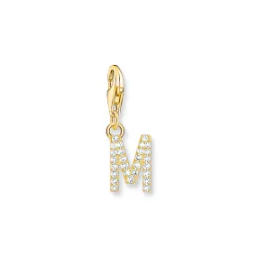 Charm Pendant letter M gold plated