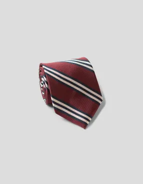 CLASSIC SILK REPP STRIPE STRIPE TIE - BURGUNDY/NAVY/WHITE