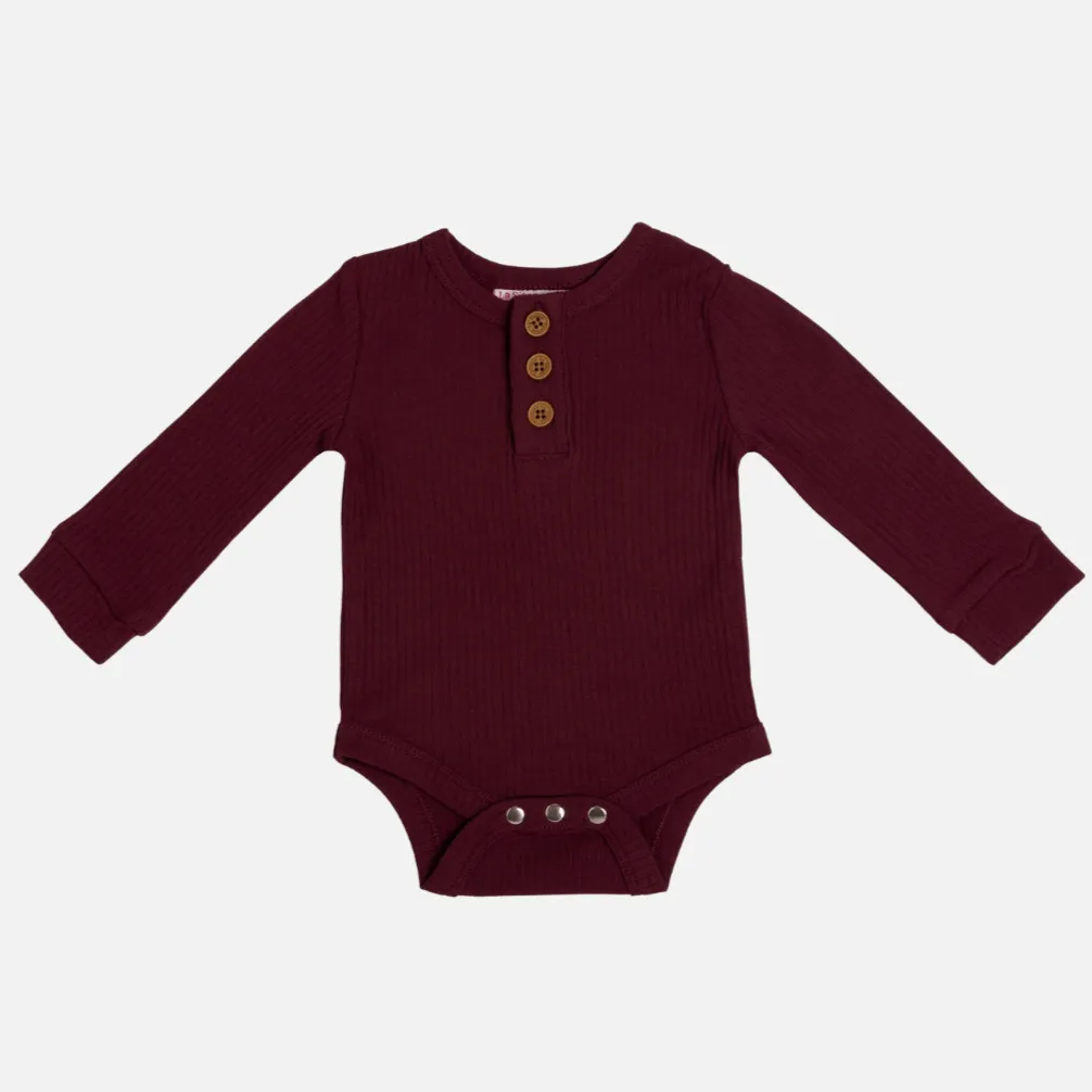 Cozy Long Sleeve Bodysuit/Top - Port