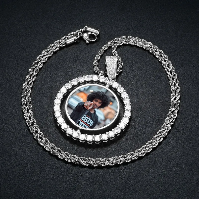 Custom Double Sided Photo Medallion Necklace- Necklace With Photo Inside