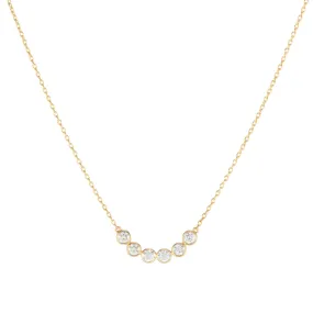 Diamond Bezel Curved Bar Necklace, 14k