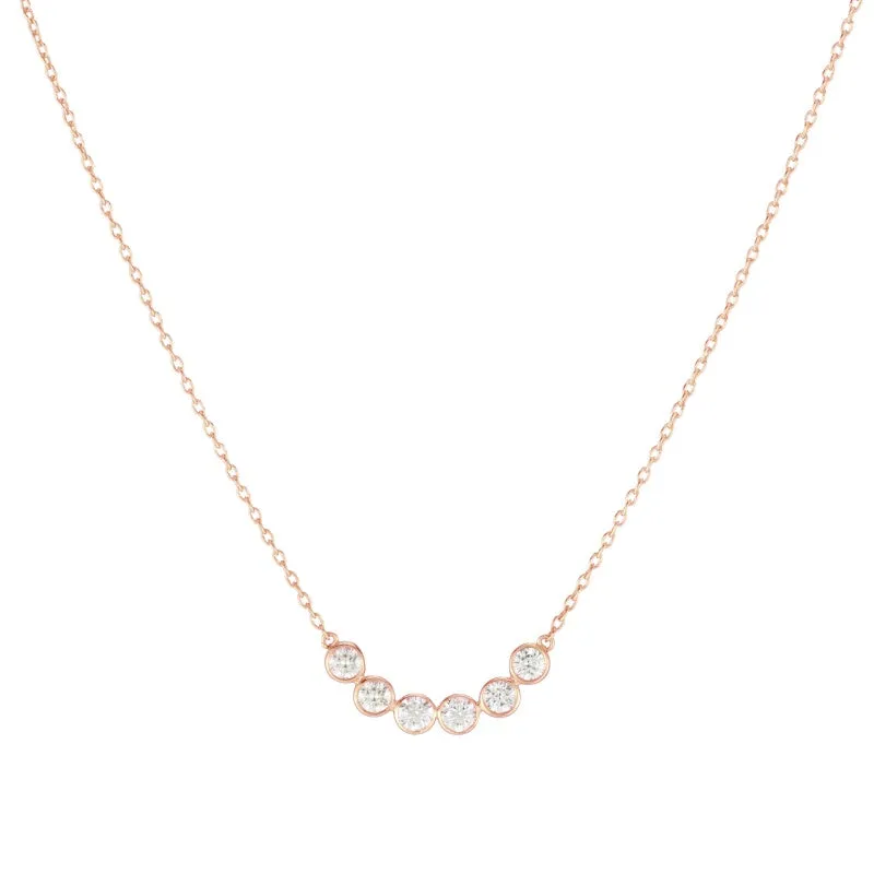 Diamond Bezel Curved Bar Necklace, 14k