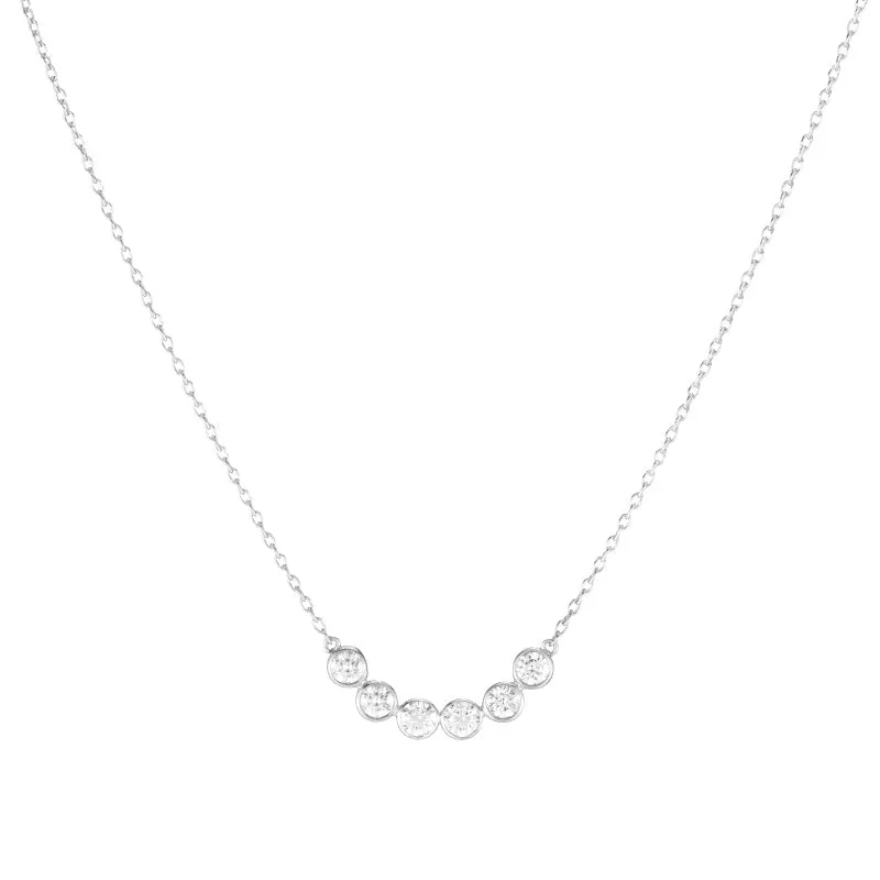 Diamond Bezel Curved Bar Necklace, 14k