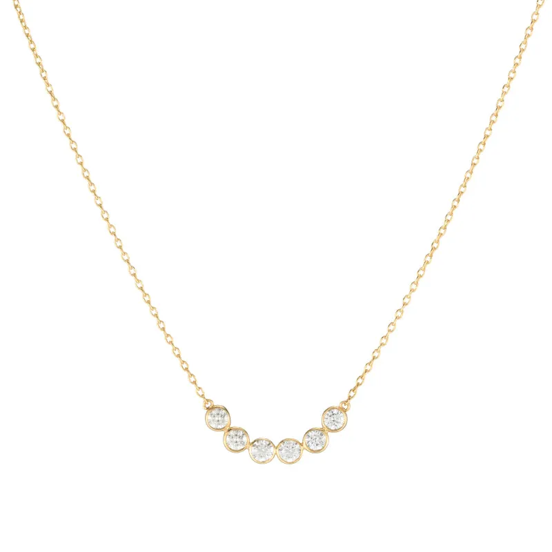 Diamond Bezel Curved Bar Necklace, 14k