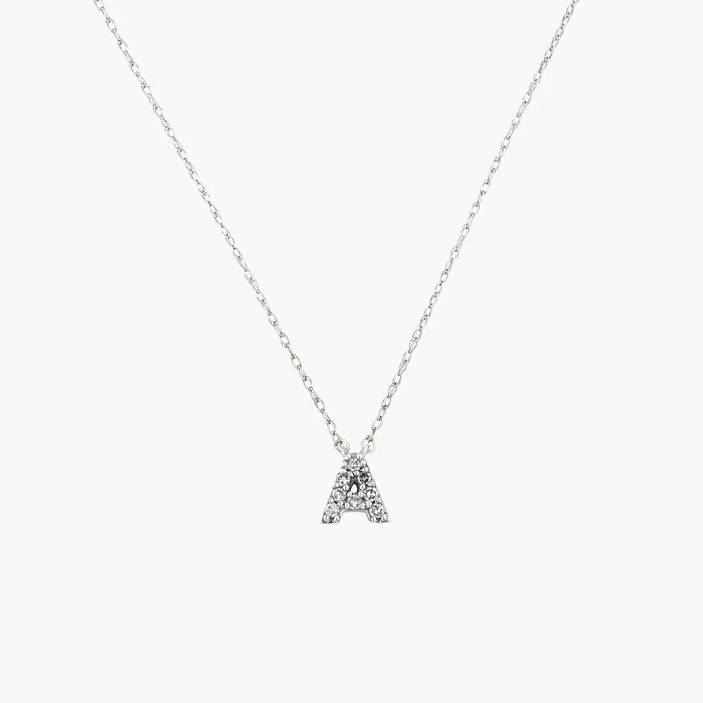 Diamond Letter A Necklace in Silver