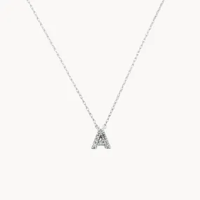 Diamond Letter A Necklace in Silver