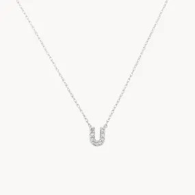 Diamond Letter U Necklace in Silver