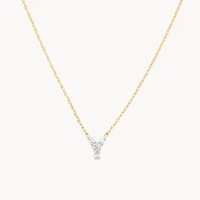 Diamond Letter Y Necklace in 10k Gold