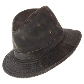 Distressed Safari Short Brim - Brown Cotton