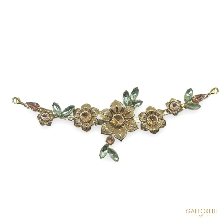 Elegant Neckline Composed of Flowers and Rhinestones- Art. A652 - Gafforelli