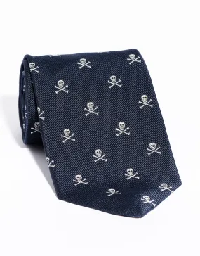 EMBLEMATIC SKULL AND CROSSBONES TIE - NAVY