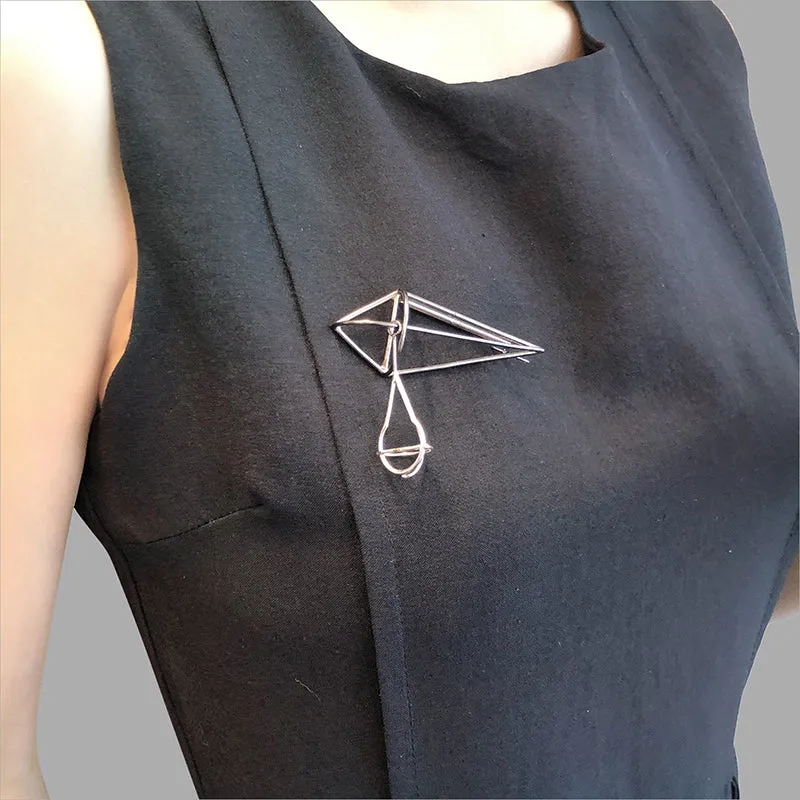 Geometry Diamond Sliver & Black Brooch